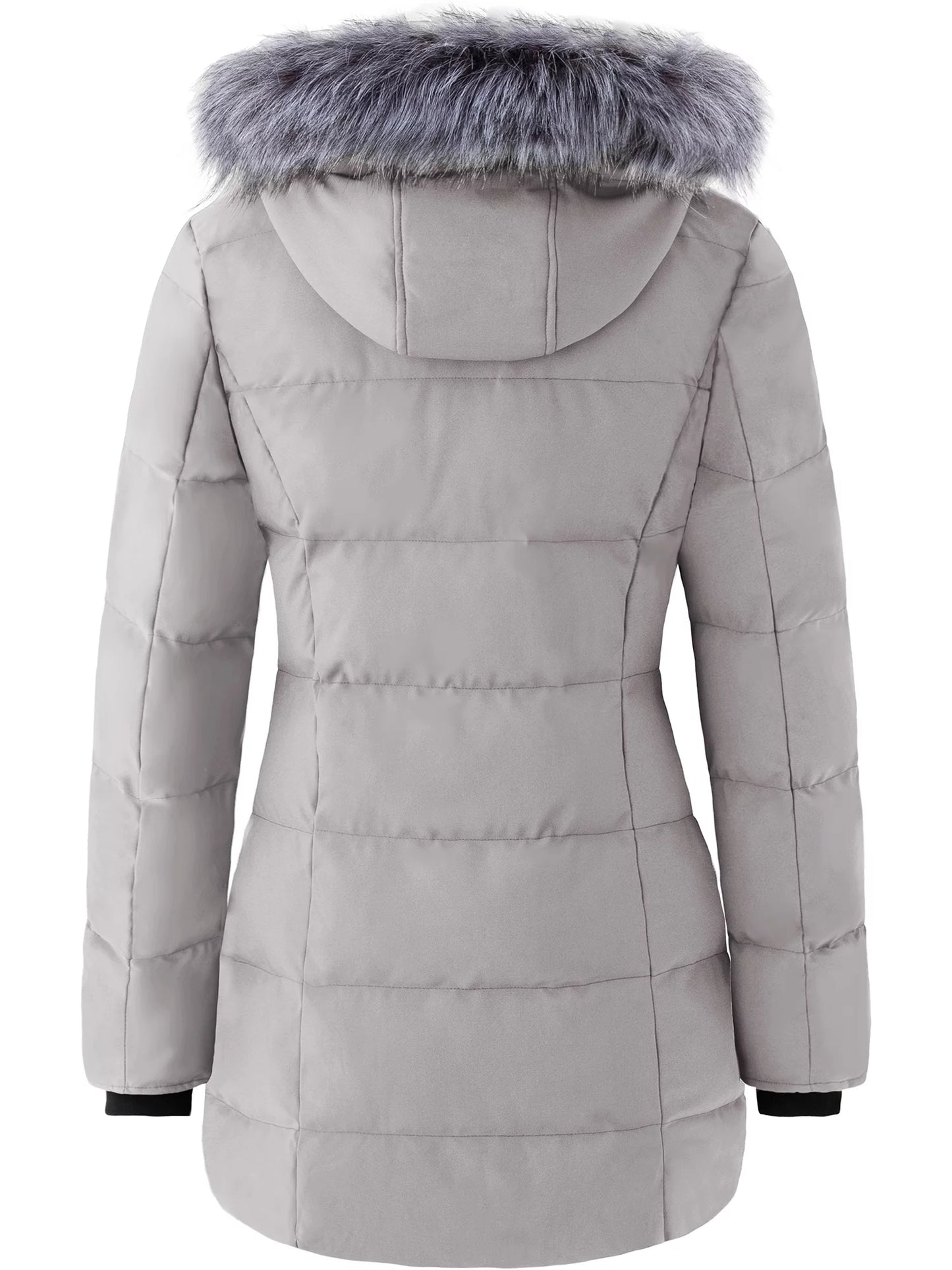 Women'S Warm Puffer Jacket Windproof Winter Jackets Long Parka Charcoal S