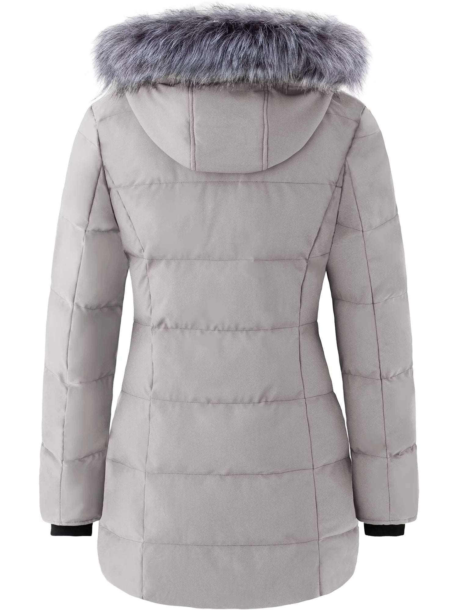 Women'S Warm Puffer Jacket Windproof Winter Jackets Long Parka Charcoal S