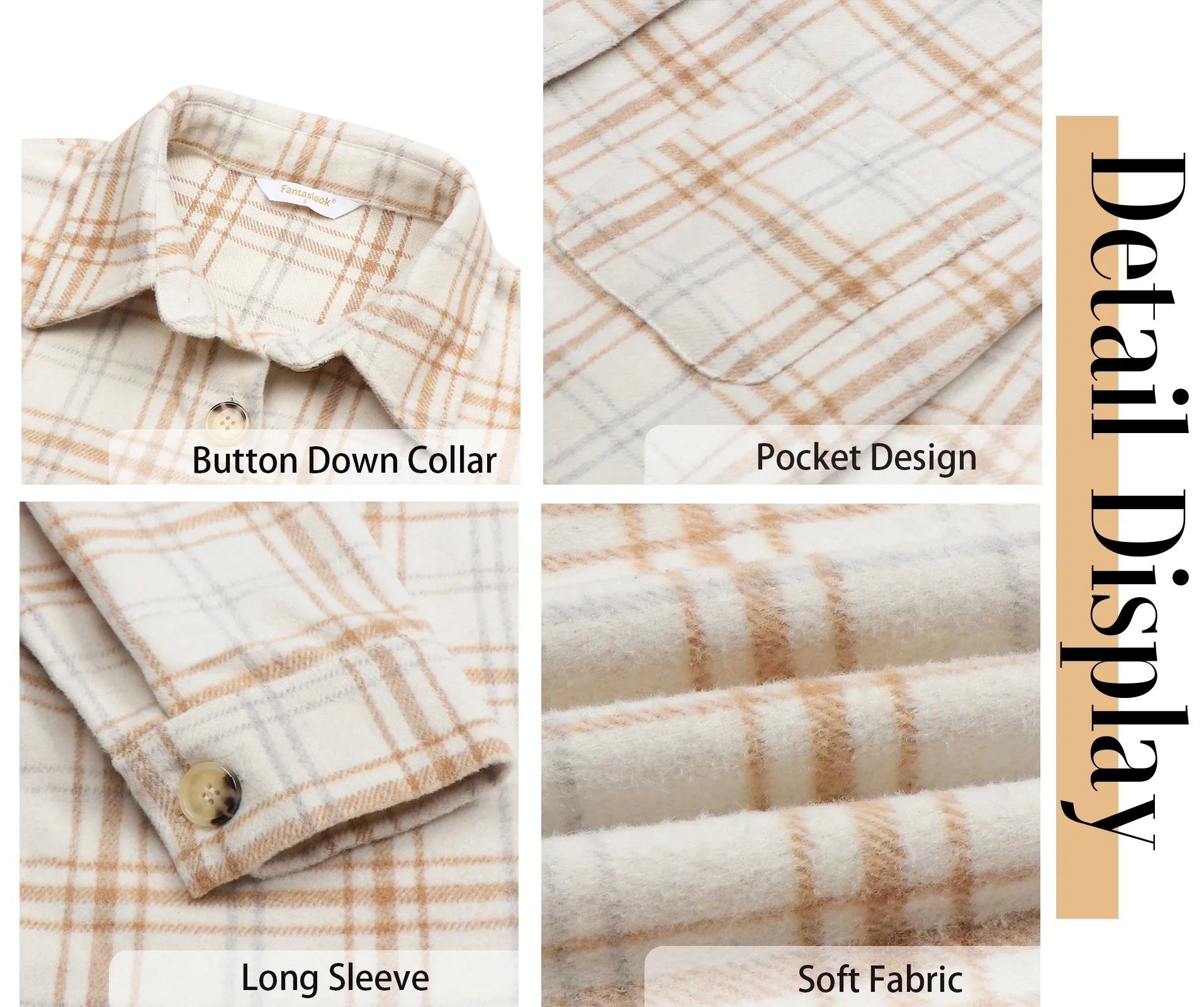 Womens Plaid Shirts Flannel Shacket Jacket Long Sleeve Button down Boyfriend Shirt Coats